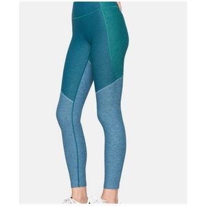 Outdoor Voices Tri Tonal Leggings Color Block Green Teal - XL
